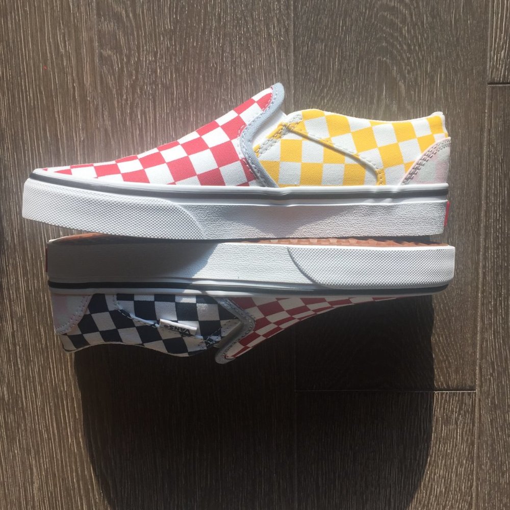 VANS Asher multicolor checkerboard slip-on shoes - Picture 3 of 5